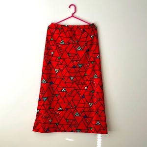 Vintage 80s Abstract Print Maxi Skirt